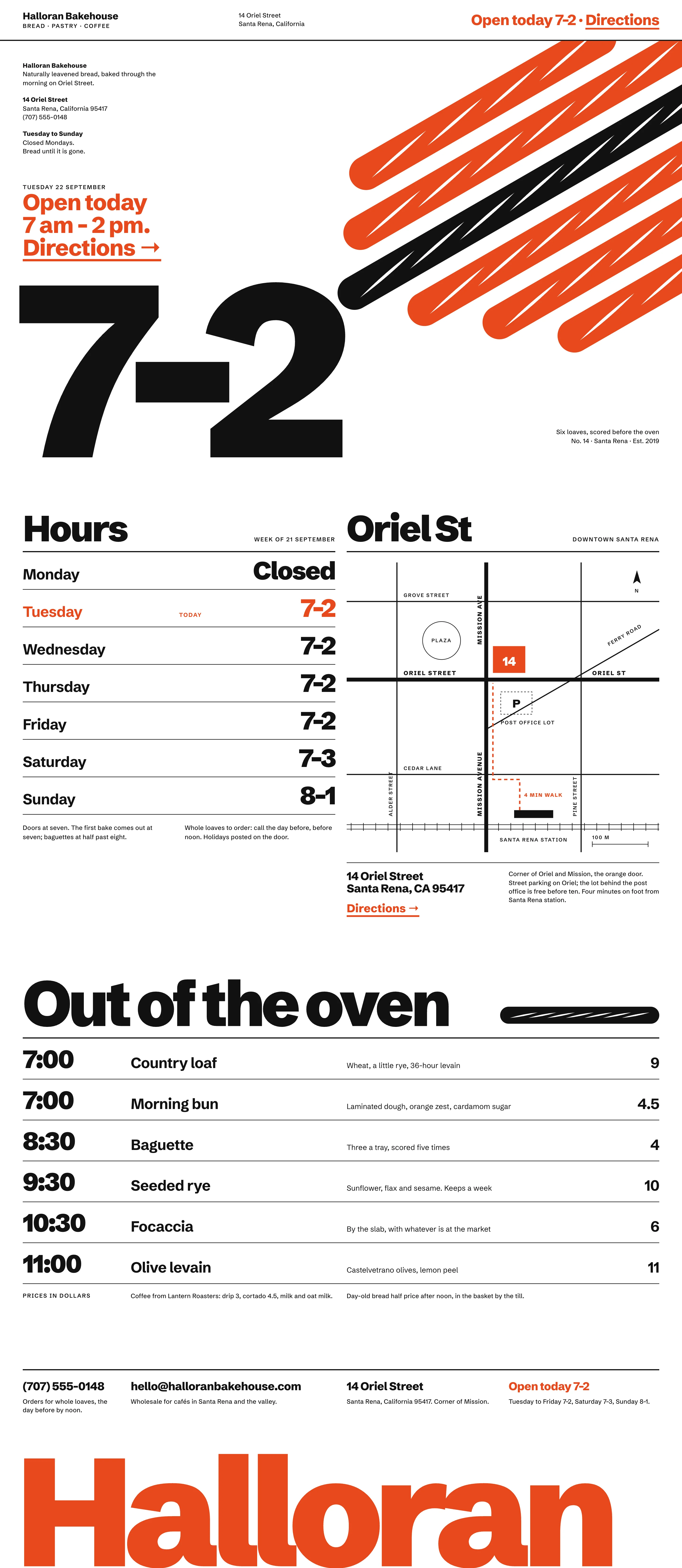 An invented bakery’s website on a Swiss grid, on a computer